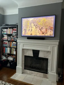 Samsung Frame TV mounting above a fireplace, Alameda, 1/16/2025