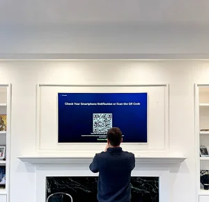 Samsung Frame TV mounting above a fireplace, Lafayette, 8/30/2024