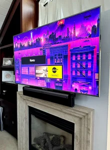 TV and sound bar mounting above a fireplace, San Leandro, 5/21/2024